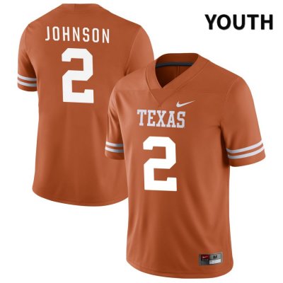 Texas Longhorns Youth #2 Roschon Johnson Authentic Orange NIL 2022 College Football Jersey KSK80P0C